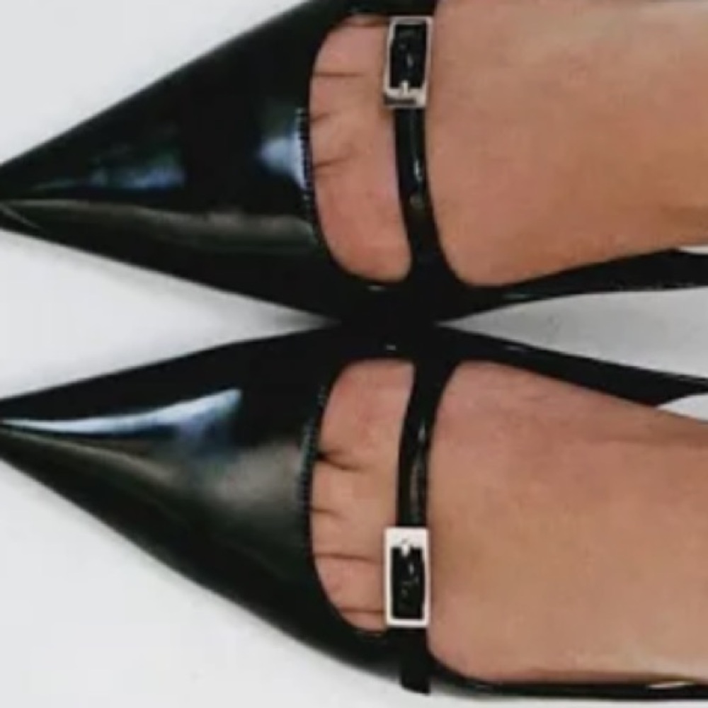 MANGO Women's Black Slingback Heeled Shoes